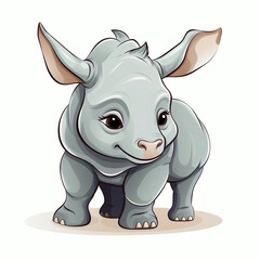 Fototapeta premium Rhino Cartoon Character Vector Illustration