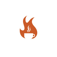 hot coffee cup logo design for your restaurant and coffee business. fire coffee logo