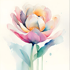Tulip watercolor illustration blossom flower summer beautiful floral design