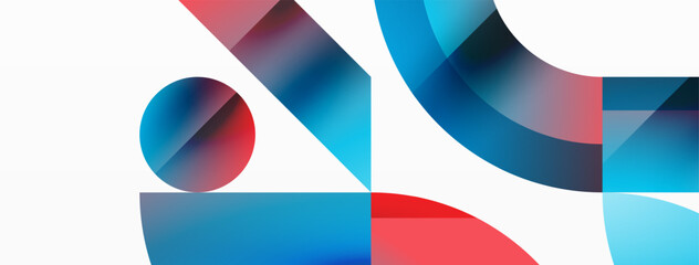 Obraz premium Assorted geometric shapes unite in a minimalistic abstract backdrop, offering a versatile canvas for contemporary design for digital designs, presentations, website banners, social media posts