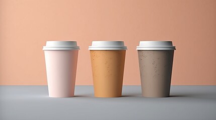 Paper Cups Mockup for Coffee Shop Takeaway on Light Background . AI generated
