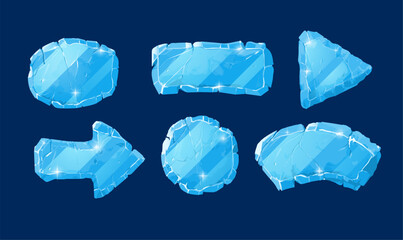 Stone boards, vector illustrations isolated on blue.