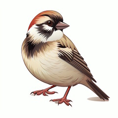 Obraz premium Cheerful Sparrow Cartoon Vector Illustration