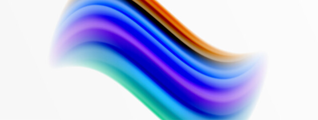 Rainbow color silk blurred wavy line background on white, luxuriously vibrant visually captivating backdrop. Stunning blend of colors reminiscent of rainbow, silky and gracefully blurred wavy pattern