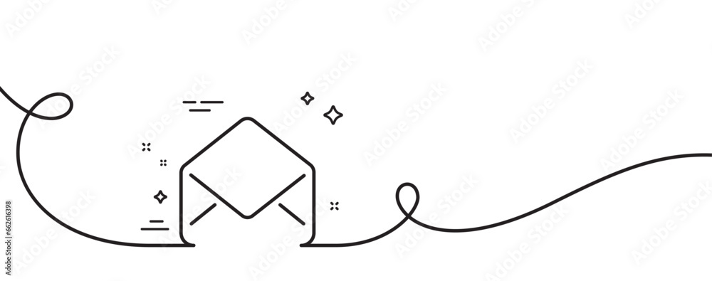 Poster mail line icon. continuous one line with curl. message correspondence sign. e-mail symbol. mail sing