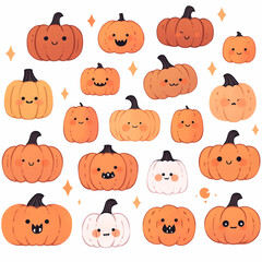 Fototapeta premium Cute Halloween Pumpkins.