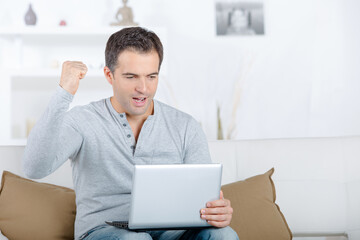 Young man using a laptop