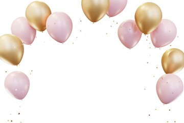 Party celebration balloons. Pink color balloons bunch. 3d rendering. Applicable for birthday holiday design. © AndS