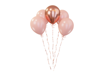 Party celebration balloons. Pink color balloons bunch. 3d rendering. Applicable for birthday holiday design.