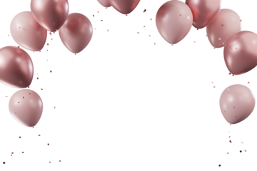 Party celebration balloons. Pink color balloons bunch. 3d rendering. Applicable for birthday holiday design.