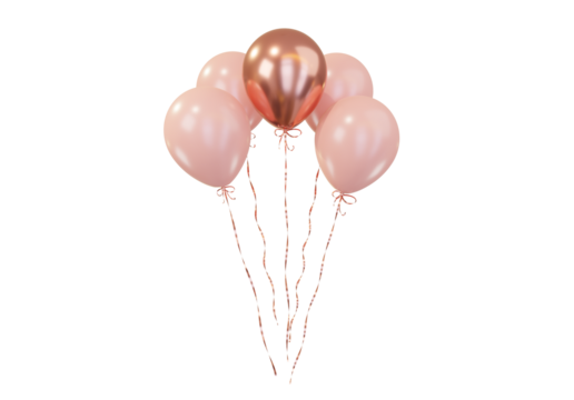 Party celebration balloons. Pink color balloons bunch. 3d rendering. Applicable for birthday holiday design.