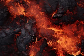 Fotobehang Lava mountain eruption volcano magma landscape geology fire nature hot danger smoke crater © VICHIZH