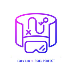 2D pixel perfect gradient innovative device icon, isolated simple vector, thin line illustration representing VR, AR and MR.