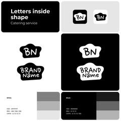 Catering service monochrome logo with brand name. Creative design element and visual identity. Template with nanum pen font. Suitable for catering company, food service, event.