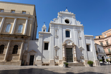 Fototapeta na wymiar GRAVINA IN PUGLIA, ITALY, JULY 18, 2022 - Church of Saint Mary of Suffrage - Purgatory in Gravina in Puglia, province of Bari, puglia, Italy