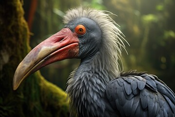 Closeup portrait bird fantastic. Mystical photography, non-existent bird