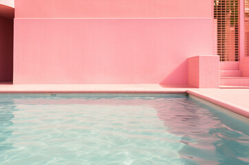 Pink pool. 3D interior. Barbicore