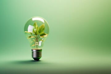 light bulb against green background with energy sources, Sustainable developmen and responsible environmental, Energy sources for renewable, Ecology concept. - obrazy, fototapety, plakaty
