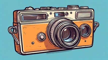 Vintage film camera. Fantasy concept , Illustration painting.