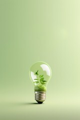 light bulb against green background with energy sources, Sustainable developmen and responsible environmental, Energy sources for renewable, Ecology concept. - obrazy, fototapety, plakaty