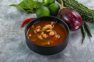 Spicy and Sour Soup with Prawns