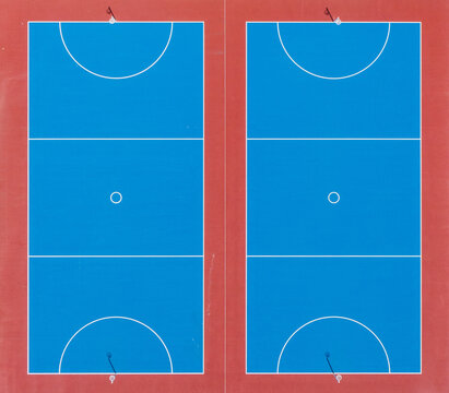 Aerial view of two netball courts