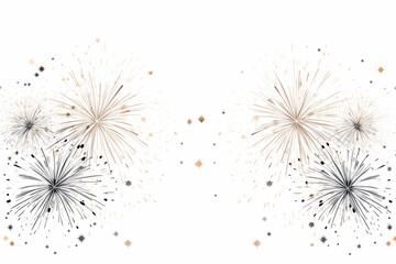 Vibrant Fireworks Illustration in Monoline Artistic Style