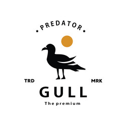 Fototapeta na wymiar vintage retro hipster gull logo vector outline silhouette art icon