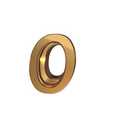 Elegant gold 3d number 0
