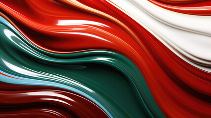 A slick artistic, reflective swirly wavy colorful liquid wallpaper art, with dark emerald and red, green, white, bronze and brown. - obrazy, fototapety, plakaty