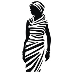Silhouette einer Dame im Abendkleid zebra gestreift vektor