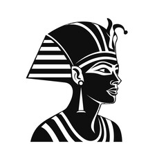 Seitliches Porträt ägyptischer Pharao in schwarz-weiß vektor