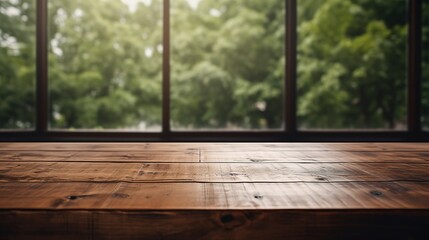 A Empty wooden table on window background