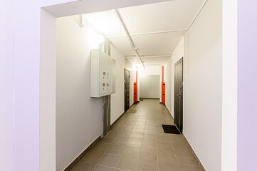 interior apartment public place, house entrance. doors, walls, staircase corridors