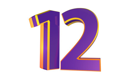 Purple 3d number 12