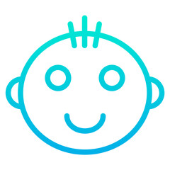 Outline Gradient Baby boy face icon