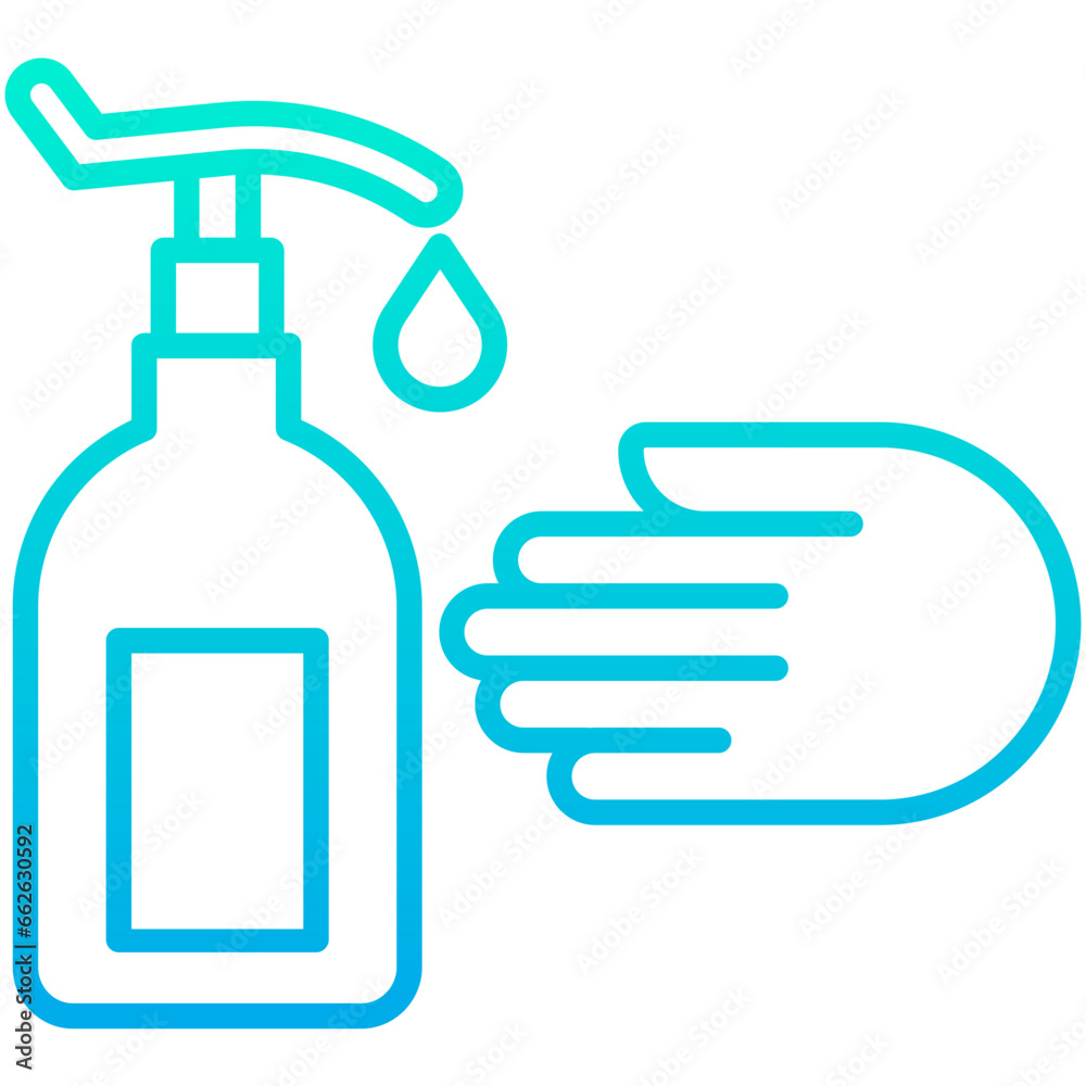 Sticker outline gradient hand wash icon