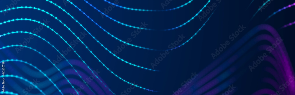Poster sci-fi background. digital wave with many particles. big data visualization. template for festive pr