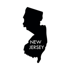 New Jersey a US state black element isolated on white background.