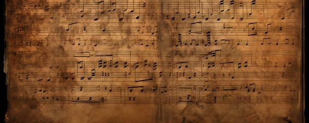 Fototapeta premium Rustic empty music notes book paper texture Generative AI