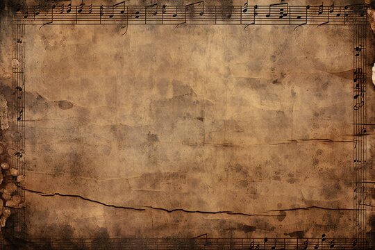 Rustic empty music notes book paper texture Generative AI