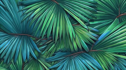 Tropical palm leaf patterns. Fantasy concept , Illustration painting.