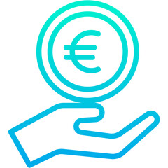 Outline Gradient Euro Charity, Save icon