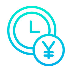 Outline Gradient Yen Time, fixed investment icon