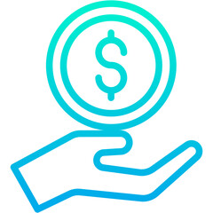 Outline Gradient Dollar Charity, Save icon