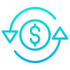 Outline Gradient Dollar Exchange value icon