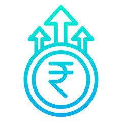 Outline Gradient Rupees Growth value icon