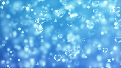 Beautiful winter snowflake heart abstract background