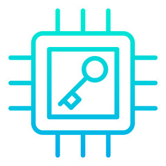 Outline Gradient Microchip key icon