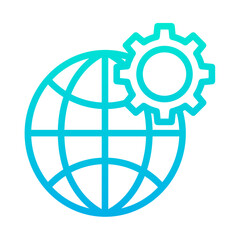 Outline Gradient Globe Setting icon